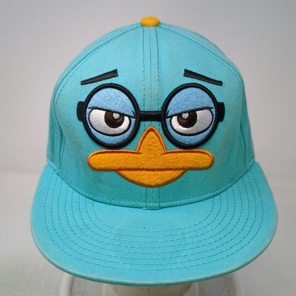Disney Perry the Platypus Character Face Snapback Blue One Size Hat Flat Brim