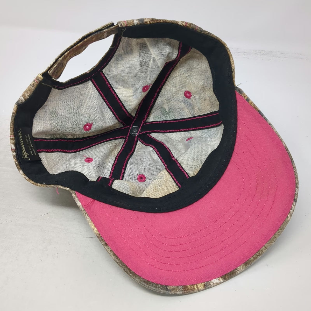 Signatures Realtree Edge Camo Baseball Cap Brown Pink One Size Strapback Hat