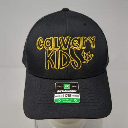 Calvary Kids 112RE Snapback Trucker Hat Black OS Adjustable Mesh Back Richardson