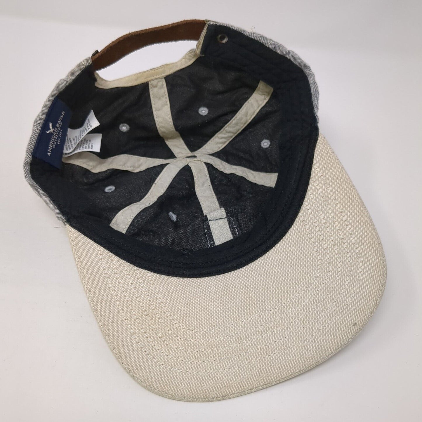 American Eagle Outfitters Patch Slideback Hat Gray One Size Leather Strap