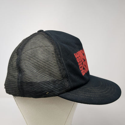 Crown Trucker Hat Black Boise Locomotive Shops MKO Mesh Snapback Cap Logo VTG