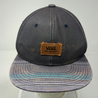Vans Snapback Black Blue Purple One Size Patterned Brim Faux Leather Patch Hat