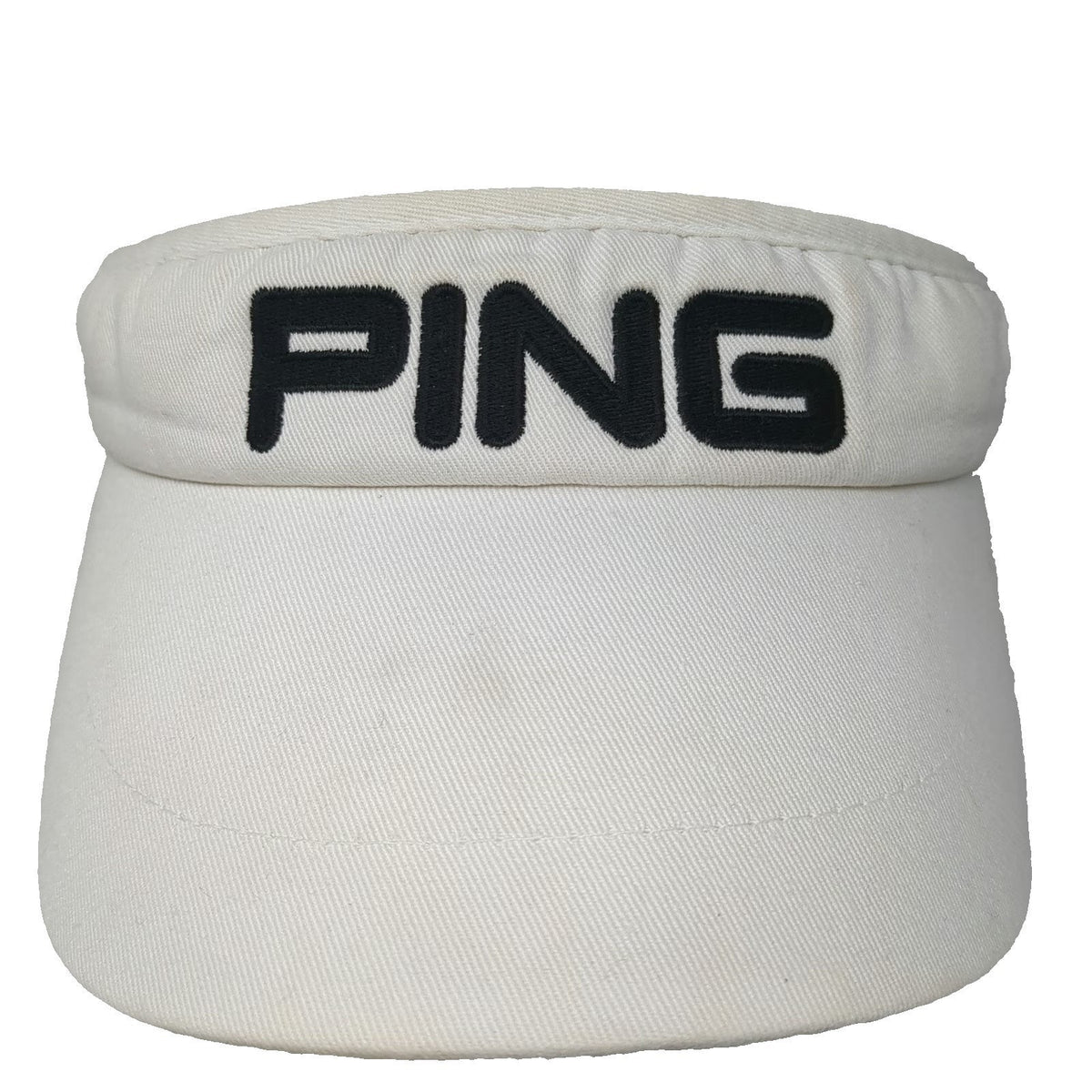 PING Golf Visor Hat White One Size Made in USA Black Side Embroidery Adjustable