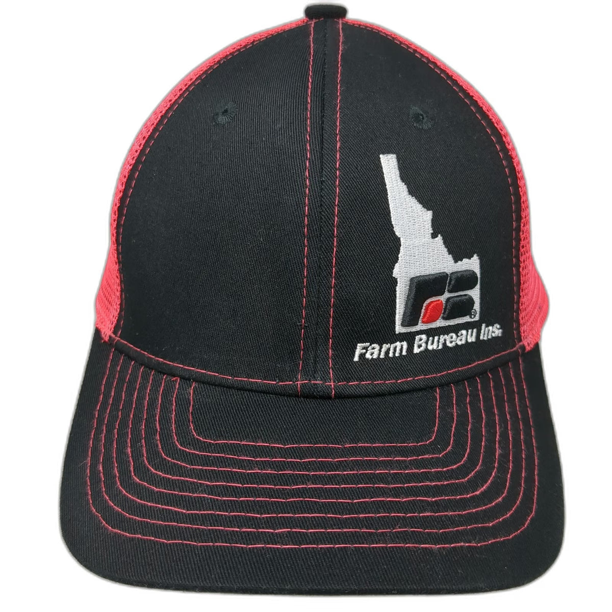Buck's Bags Trucker Hat Black Red Idaho Farm Bureau Insurance One Size Snapback