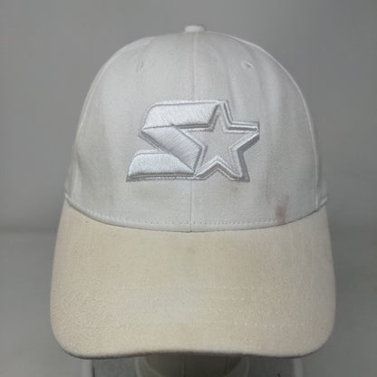 Starter Fitted Hat White One Size Embroidered Lightweight Vented Holes 6 Panel