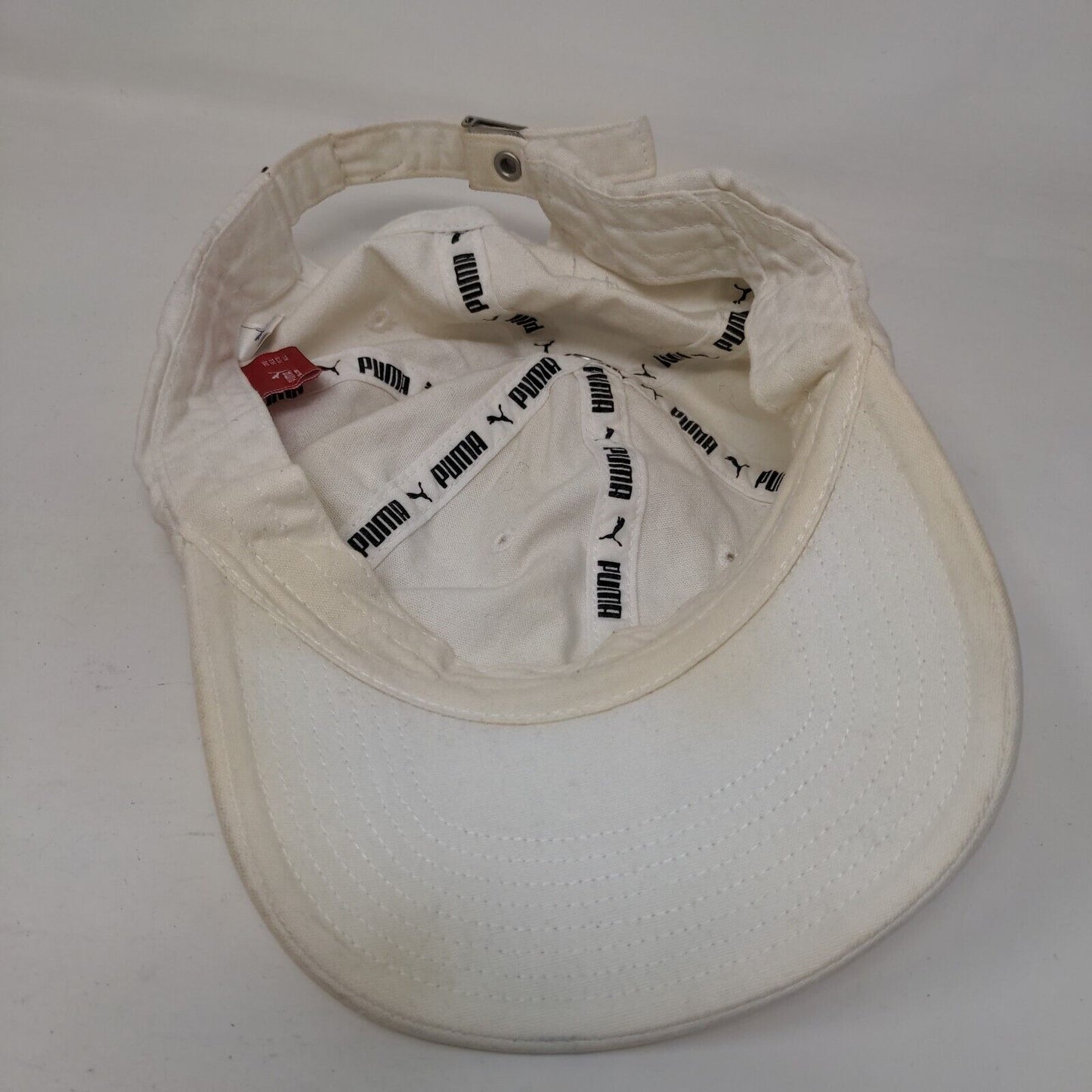 PUMA Slideback Hat White OSFA Adjustable Solid Vent Holes 6 Panel