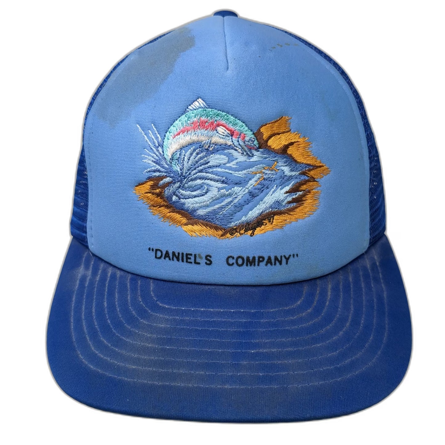 Mountaintop Marketing Trucker Hat Blue One Size Fish Daniels Company Snapback
