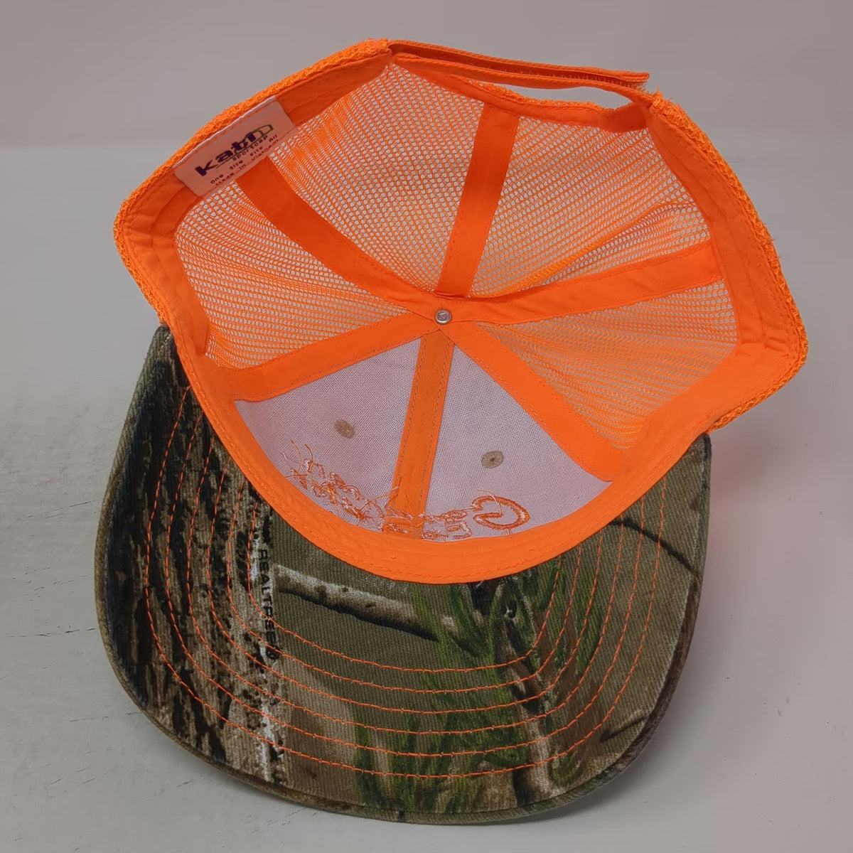 Katin Baseball Cap Green Orange One Size Realtree Camo Mesh Back Goodman Hat