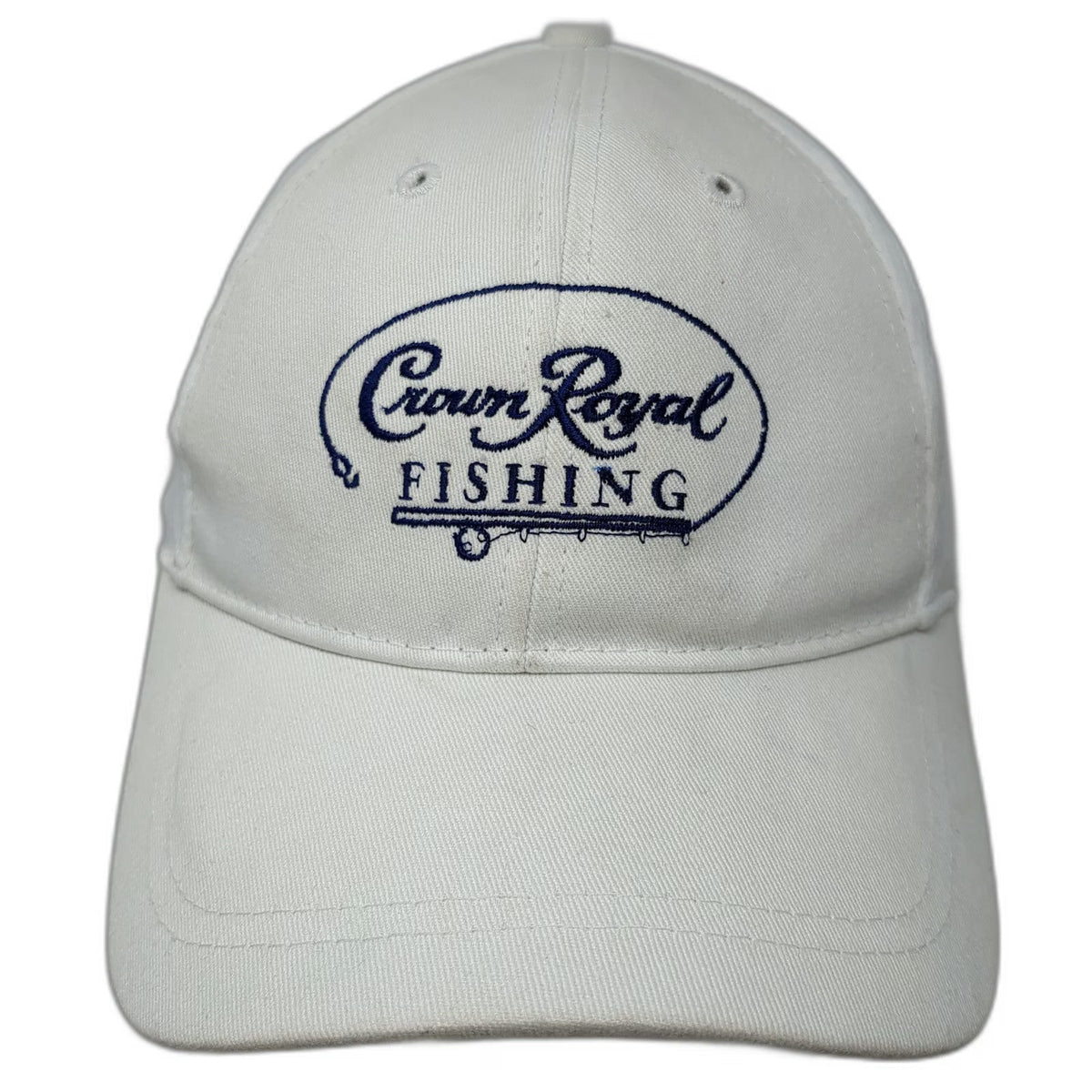 Crown Royal Baseball Cap White One Size Fishing Mesh Back Strapback Logo Hat