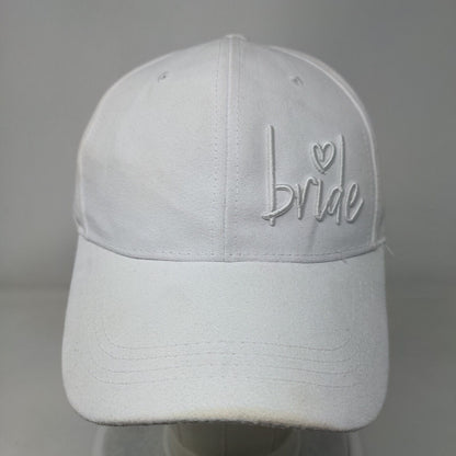 Bride Slideback Hat White One Size Adjustable Embroidered Miss To Mrs Faux Suede