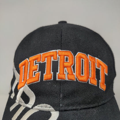 Unbranded Men's Strapback Hat Black OSFA Embroidered Detroit Logo Polyester