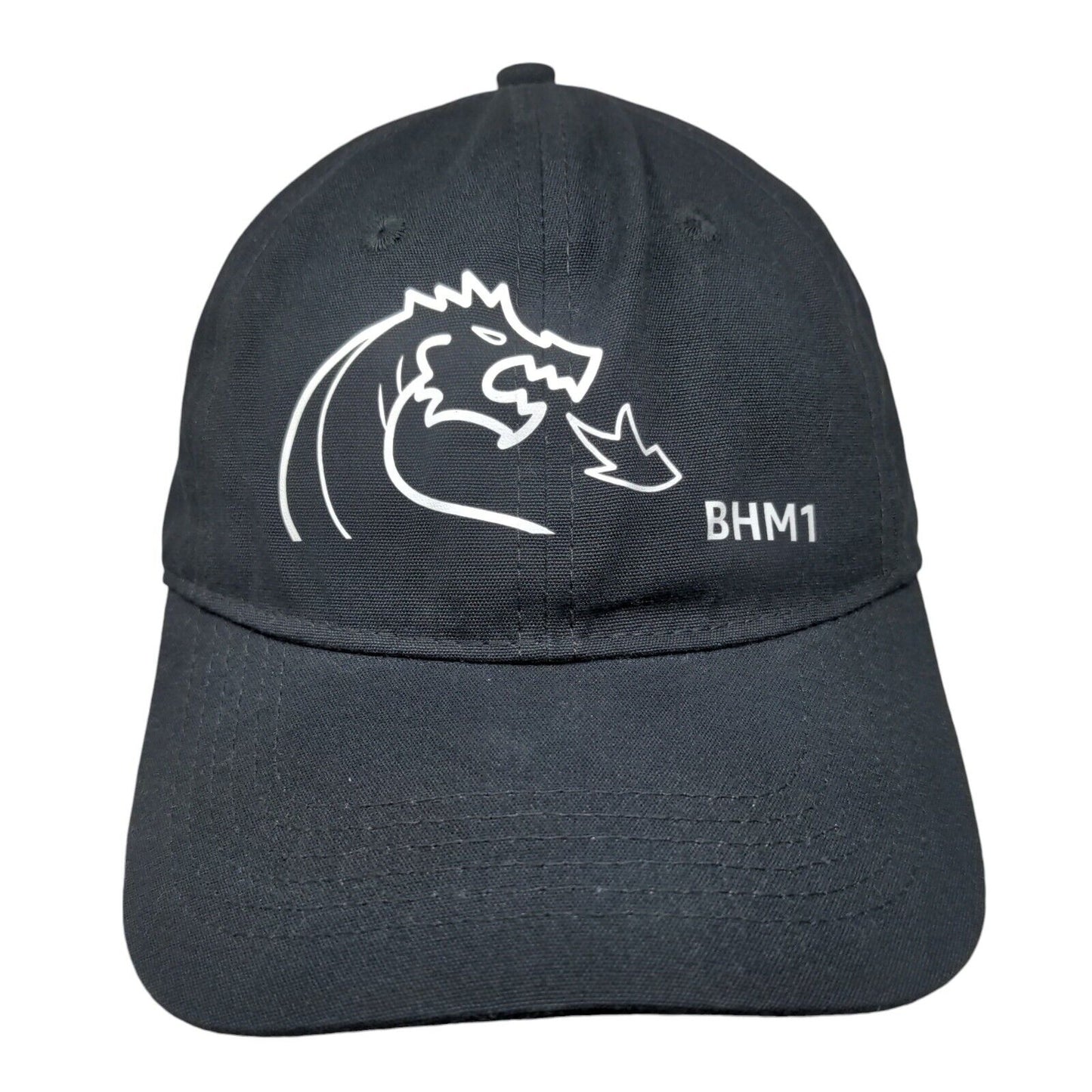 BHM1 Strapback Hat Black One Size Adjustable 6 Panel Port & Company