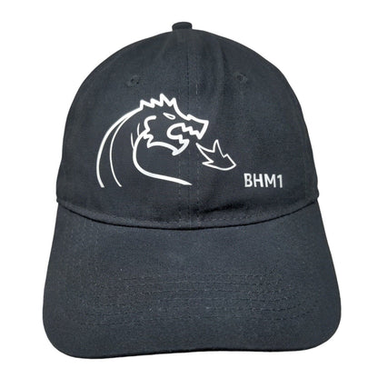 BHM1 Strapback Hat Black One Size Adjustable 6 Panel Port & Company