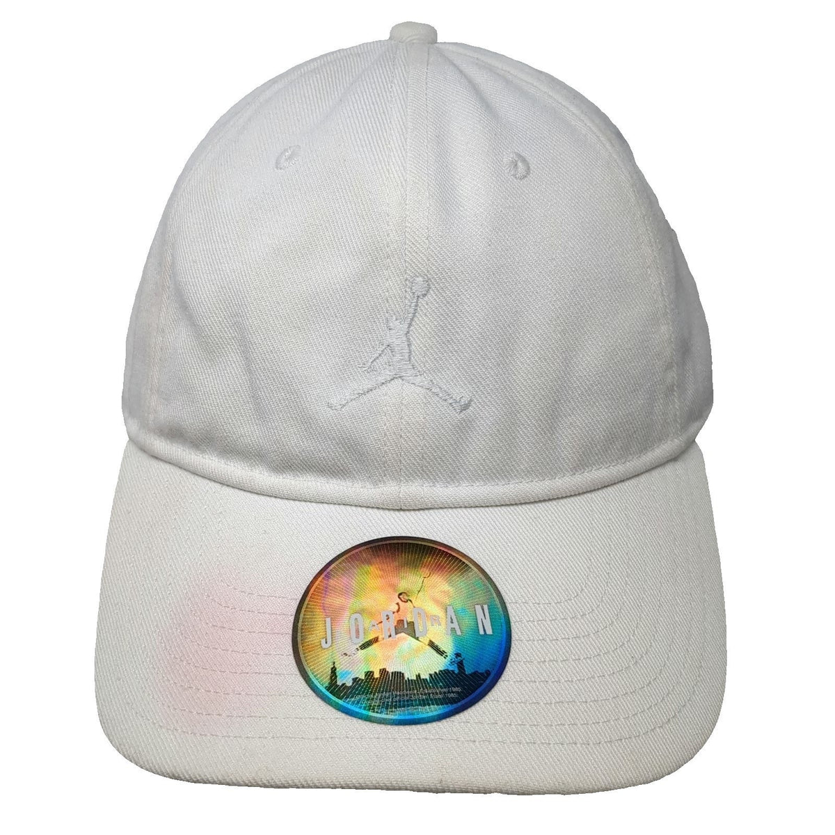 Jordan Baseball Cap White One Size Tonal Jumpman Logo Slideback Adjustable Hat