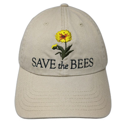 Smithsonian Baseball Cap Beige One Size Save the Bees Flower Embroidered Hat
