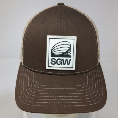 Richardson Trucker Hat Brown One Size SGW Patch Mesh Snapback Contrast Stitch