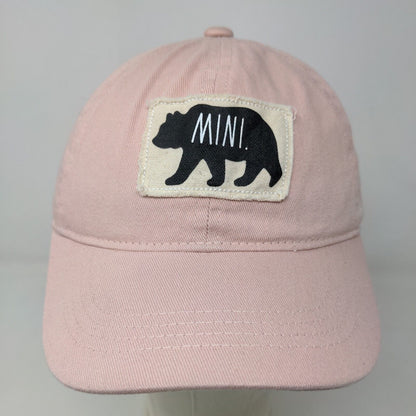 Rae Dunn Women's Stretchy Hat Pink Size OSFM 100% Cotton Patch Bear Logo