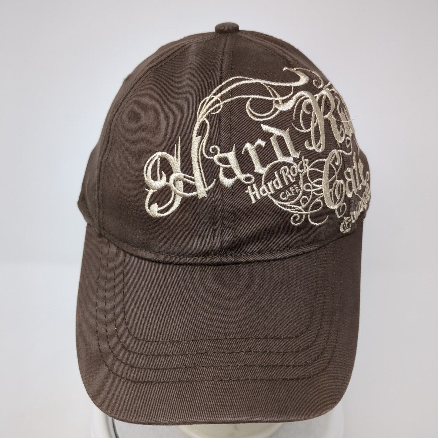 Hard Rock Cafe Fitted Hat Brown One Size Lightweight Embroidered Cotton