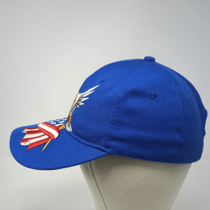 Baseball Cap Blue One Size Embroidered Eagle American Flag Strapback Acrylic Hat