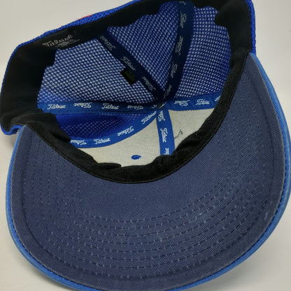 Titleist Baseball Cap Blue XL Pro V1 FootJoy Logo Mesh Back Stretch Fitted Hat