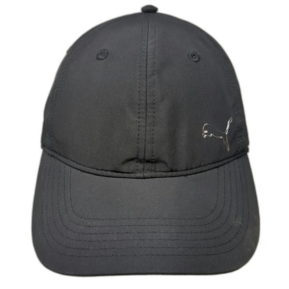 Puma Baseball Cap Black One Size Metal Cat Logo Slideback Strap Hat Polyester