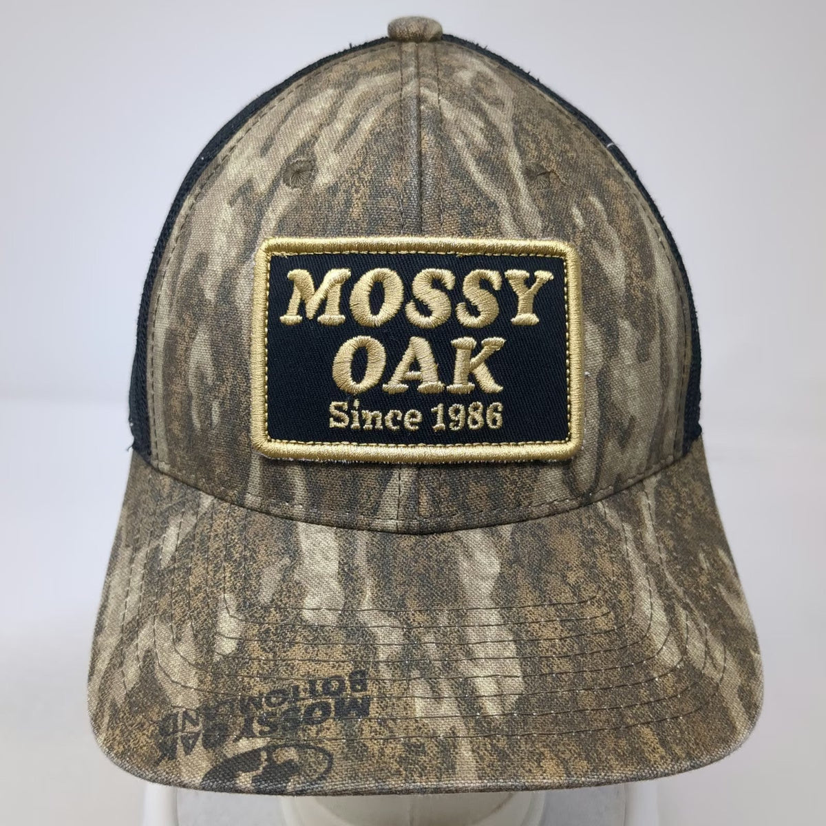 Mossy Oak Trucker Hat Brown Camo One Size Mesh Snapback Bottomland Logo Patch