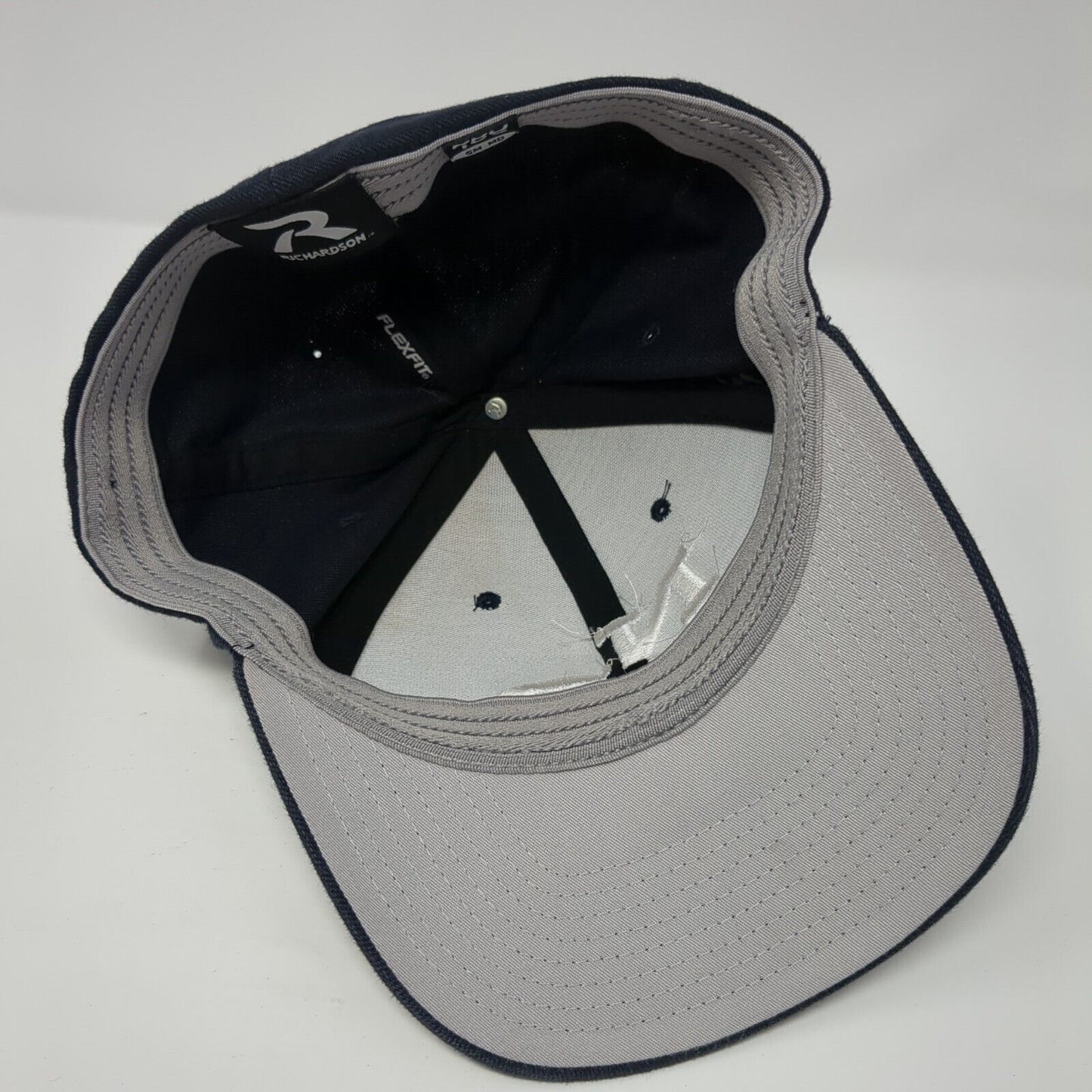 NP Fitted Hat Blue S/M Flexfit Embroidered Vented Holes 6 Panel Richardson