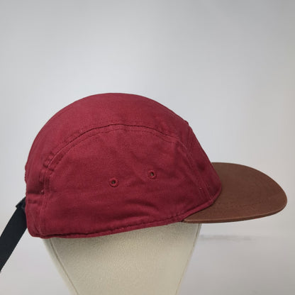 UNHLY 5 Panel Red Brown One Size Hat Floral Underbrim Slideback Embroidered Logo