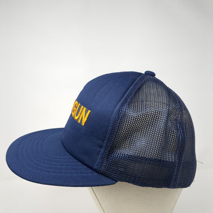 Top Gun Snapback Trucker Hat Blue One Size Adjustable Embroidered Mesh Back