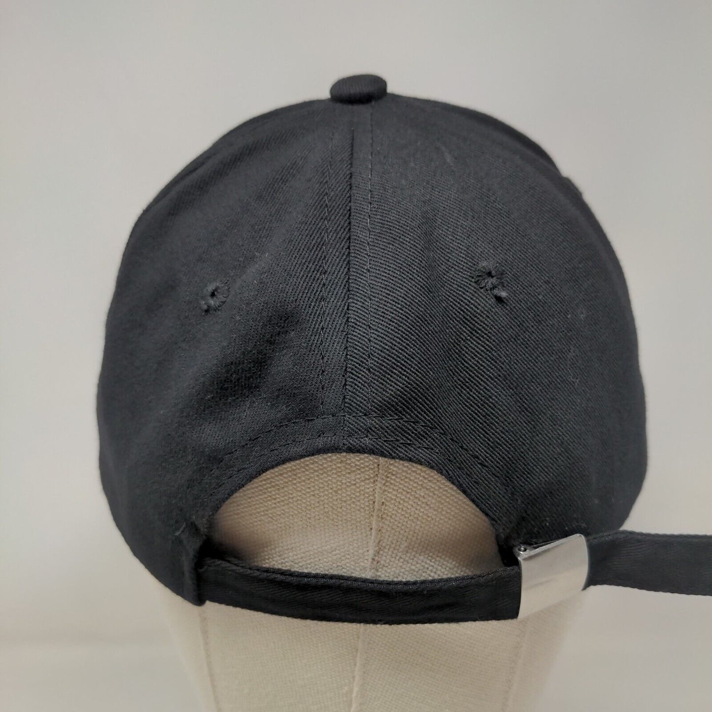 Smiley Slideback Hat Black One Size Embroidered Adjustable 6 Panel