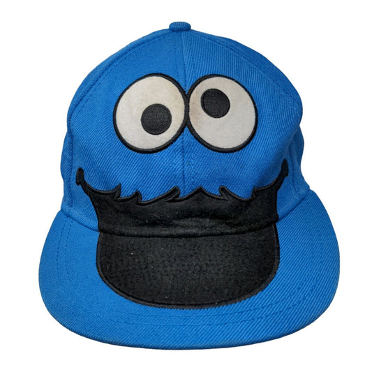 Sesame Street Cookie Monster Fitted Hat Blue S-M Embroidered 6 Panel