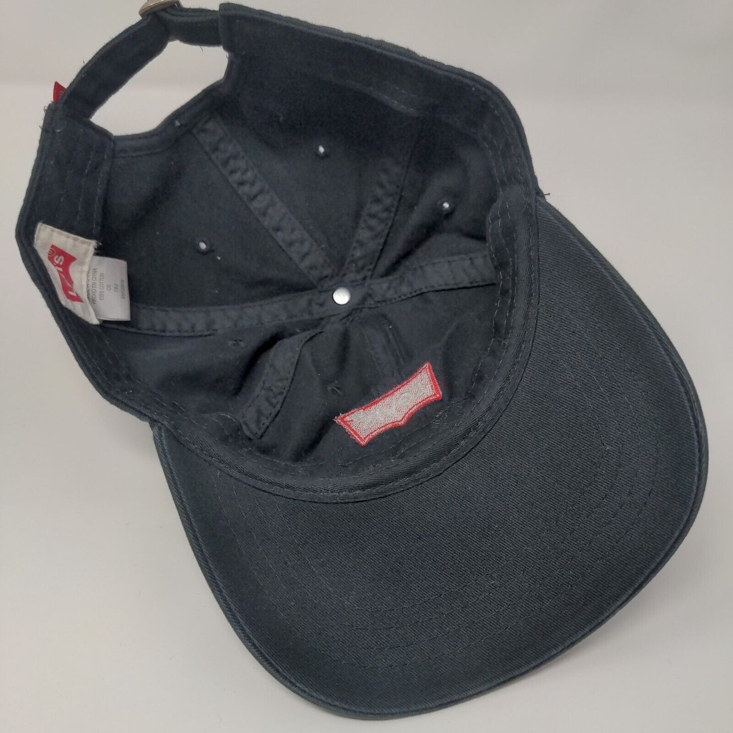 Levi's Slideback Hat Black One Size Adjustable Embroidered 6 Panel