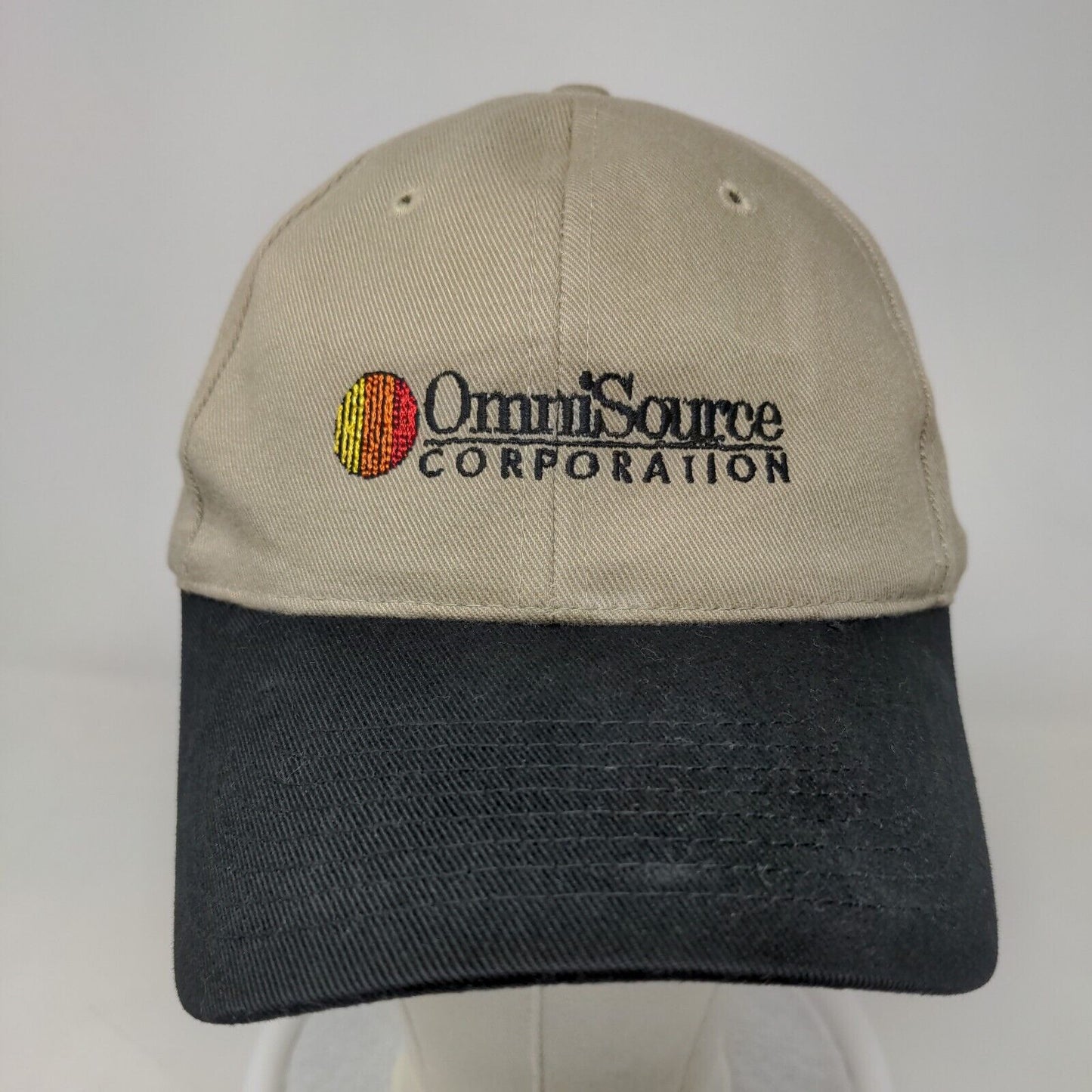 Omni-Source Corporation Men's Strapback Hat Tan Embroidered Logo Cotton