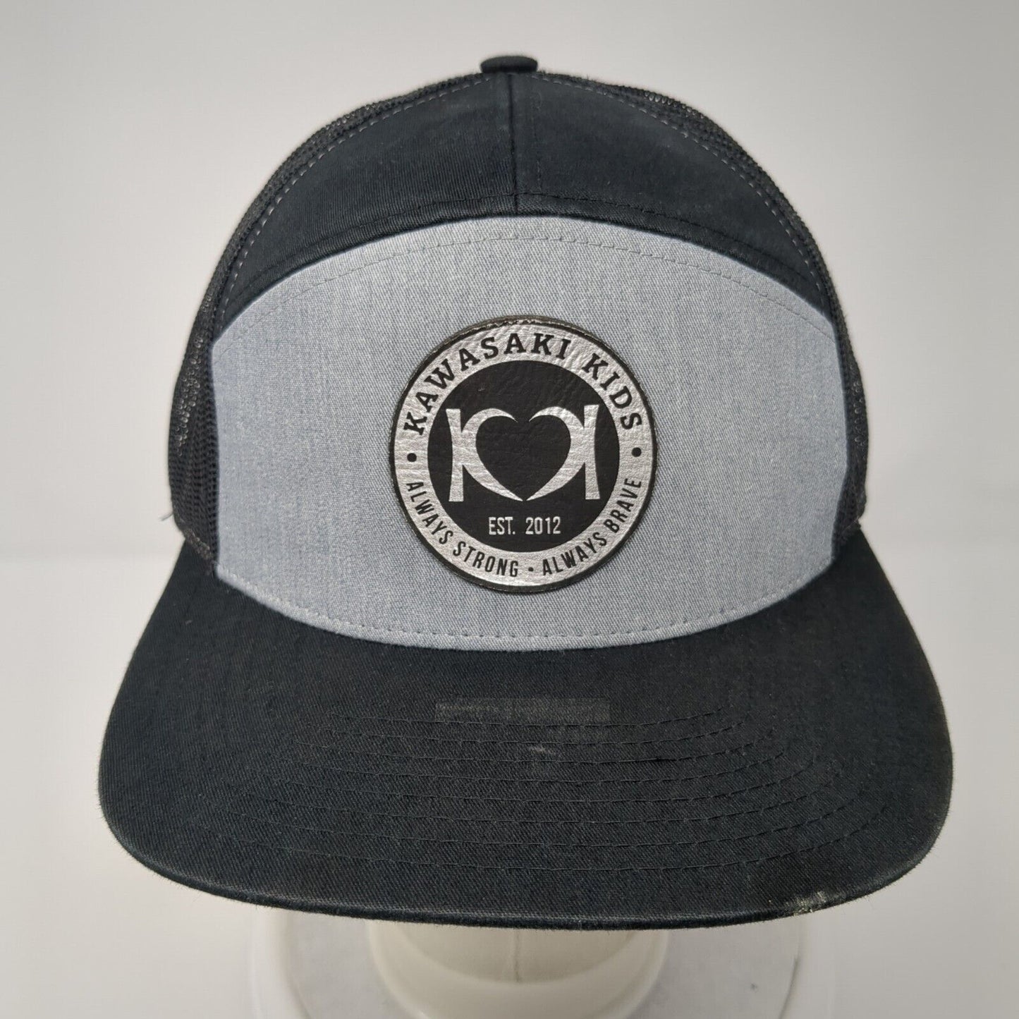 Kawasaki Kids Always Strong Always Brave Snapback Trucker Hat Black OS Mesh