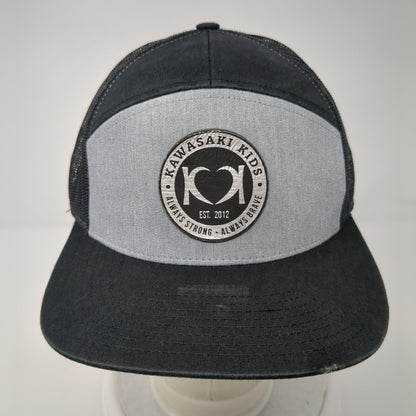 Kawasaki Kids Always Strong Always Brave Snapback Trucker Hat Black OS Mesh