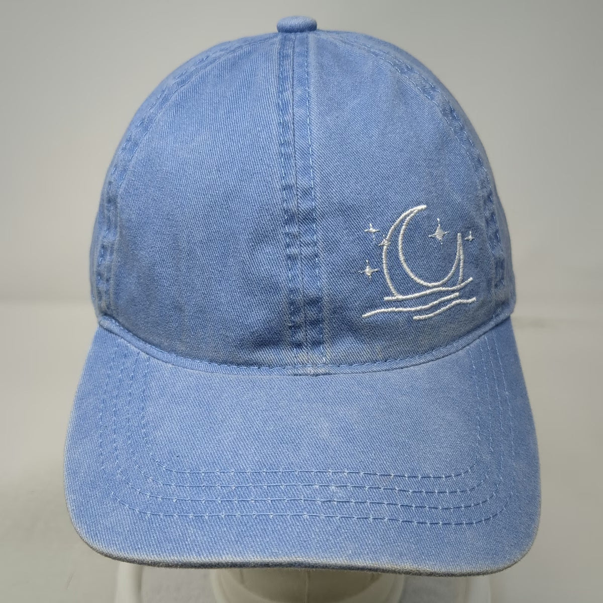 David and Young Baseball Cap Blue One Size Moon Stars Embroidery Slideback Hat