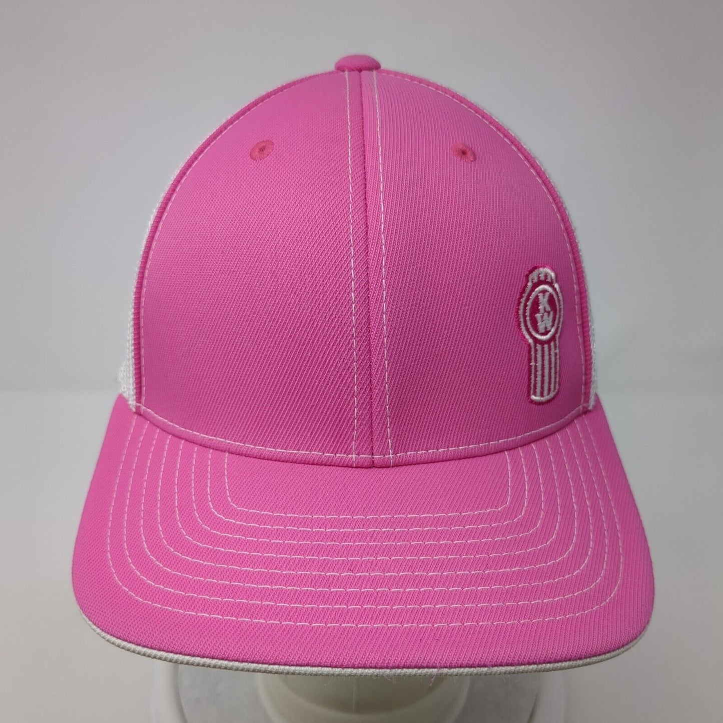 KW Kenworth Fitted Trucker Hat Pink 6 7/8-7 3/8 Adjustable Mesh Pacific Headwear