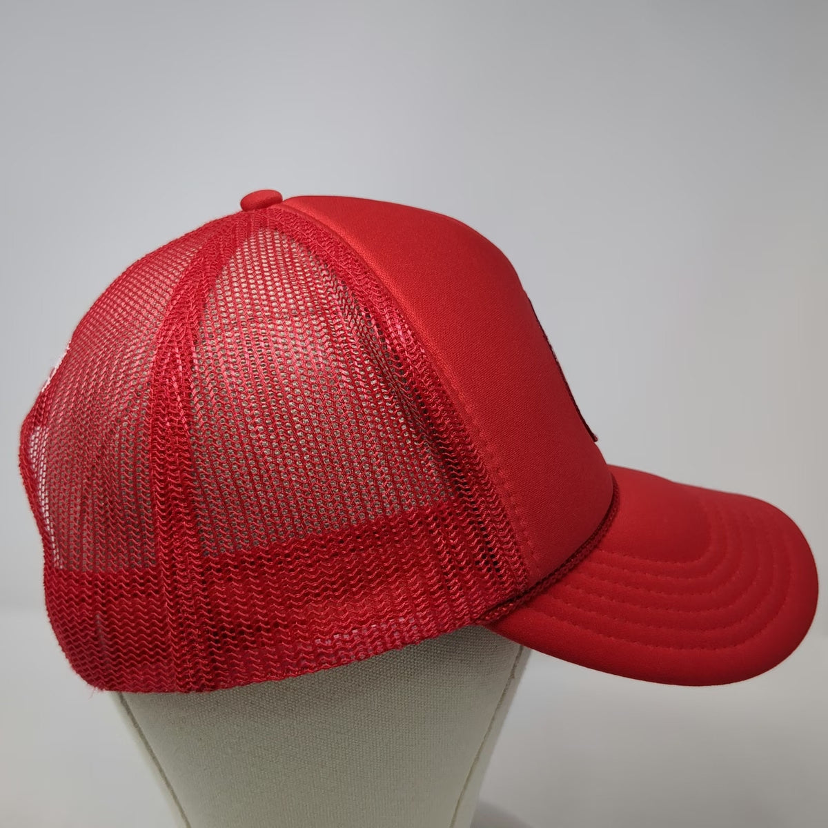 OTTO Trucker Hat Red White OSFM CBH No Luck All Work Patch Mesh Snapback Rope