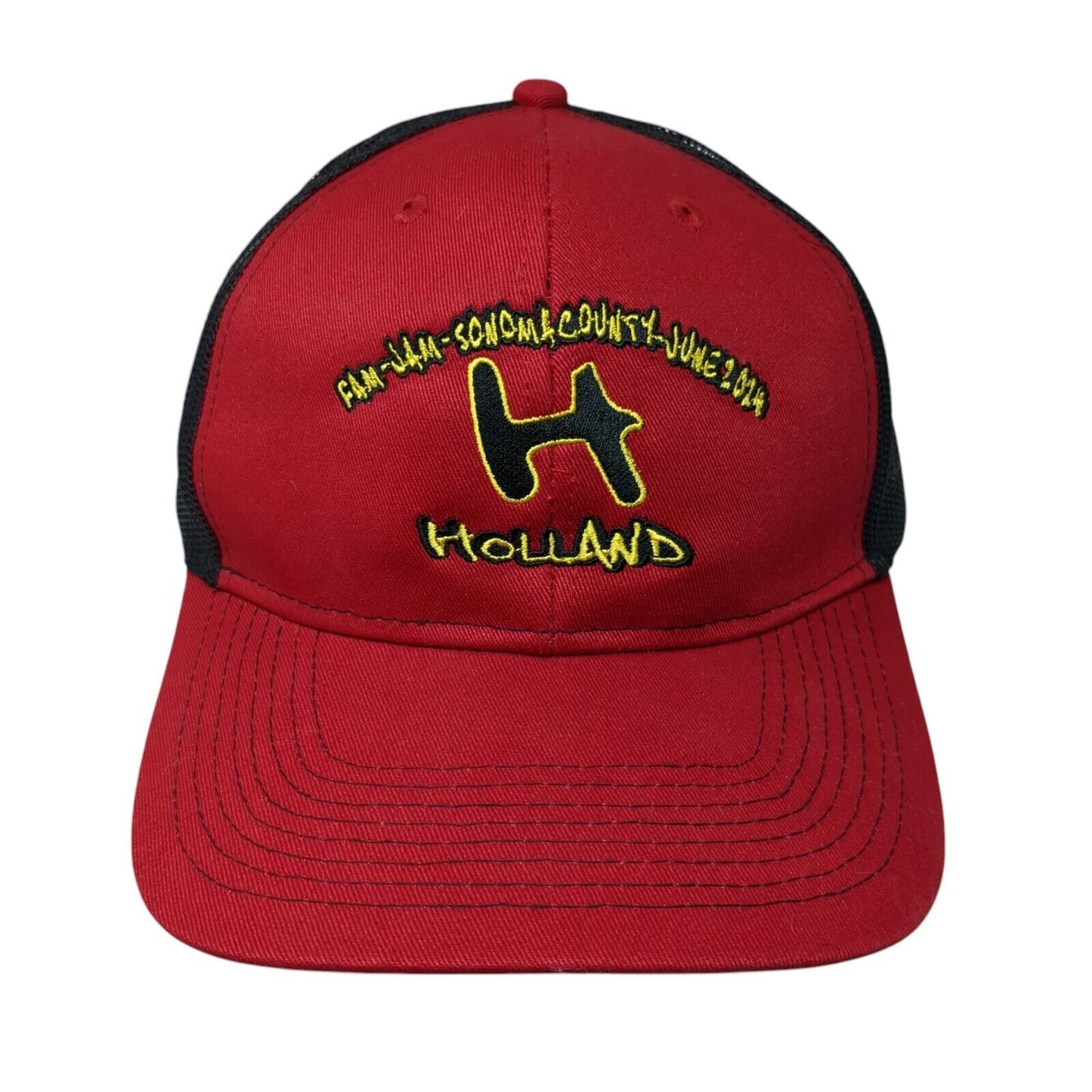 Holland Fam-Jam Sonoma County Snapback Trucker Hat Red OSFA Mesh Back