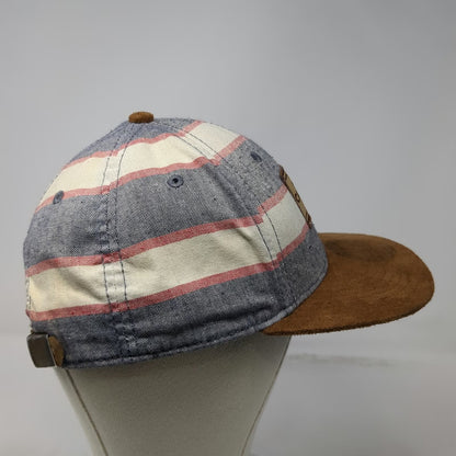 Official Baseball Cap Blue Red White Brown One Size Striped Suede Brim Patch Hat