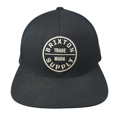Brixton Supply Tademark Snapback Hat Black One Size Adjustable Embroidered