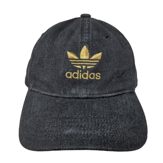 Adidas Men's Slideback Hat Black Gold OSFM Embroidered Trefoil Logo Cotton