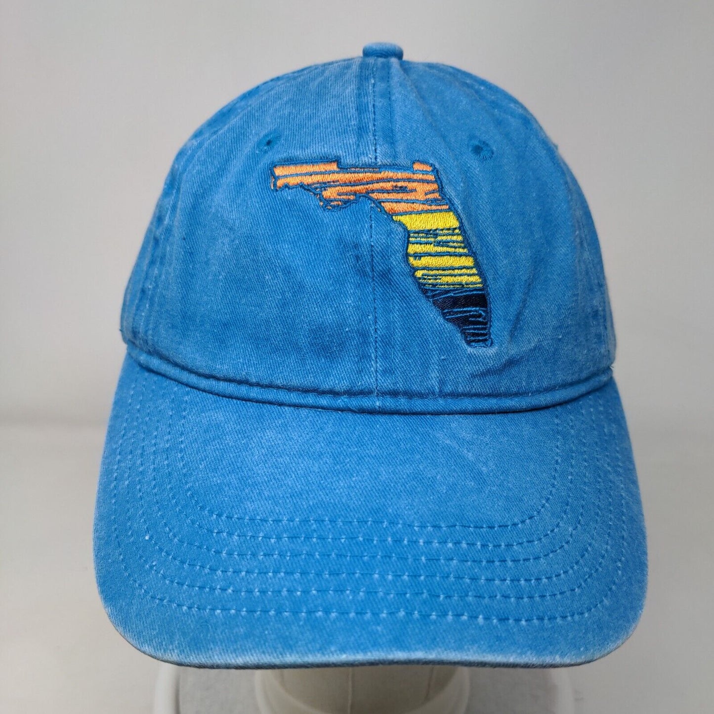 Florida State Map Strapback Hat Blue OSFA Adjustable Embroidered Kaufman Cotton