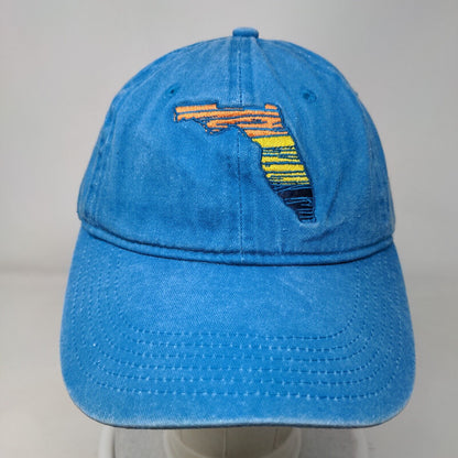 Florida State Map Strapback Hat Blue OSFA Adjustable Embroidered Kaufman Cotton