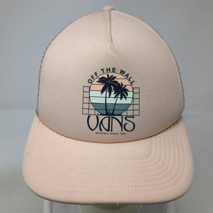Vans Trucker Hat Pink One Size Off The Wall Palm Tree Graphic Mesh Snapback Logo