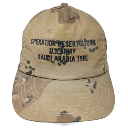 Atlas 5 Panel Beige US Army Saudi Desert Storm 1991 Camo Snapback Hat Vintage