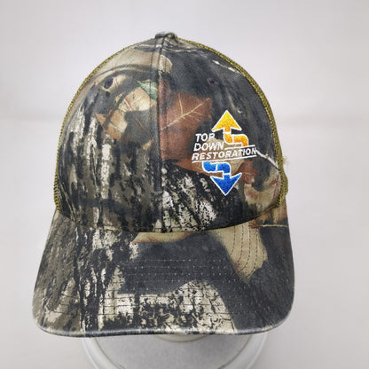 Top Down Restoration Fitted Mesh Back Trucker Hat Camo One Size Flexfit