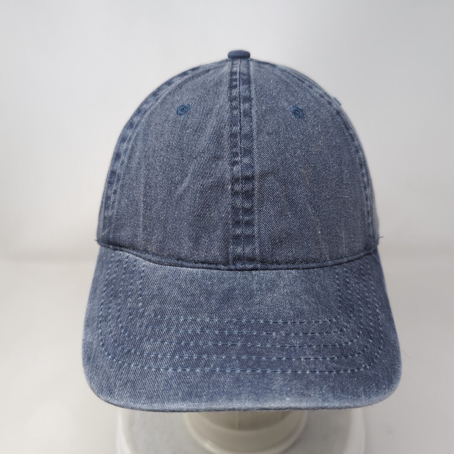 Unbranded Strapback Hat Blue OSFM Adjustable Vented Holes 6 Panel Denim Blank