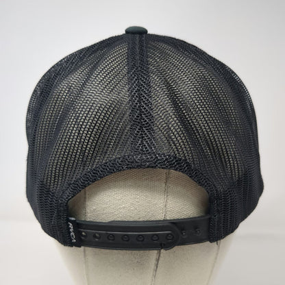 RVCA Trucker Hat Black One Size Mesh Back Camo Patch Logo Snapback Curved Brim