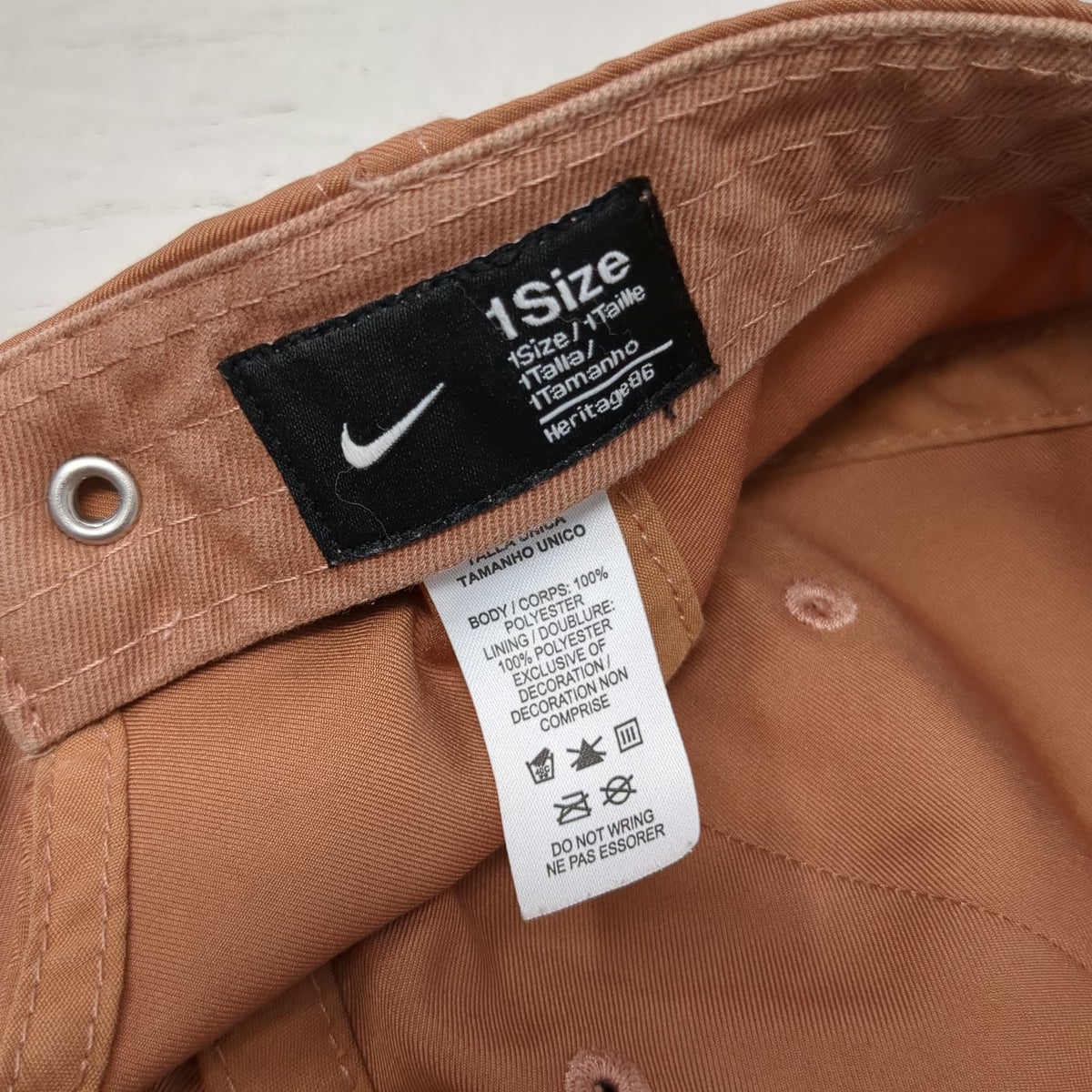 Nike Baseball Cap Brown OSFM Metal Swoosh Heritage86 Adjustable Slideback Hat